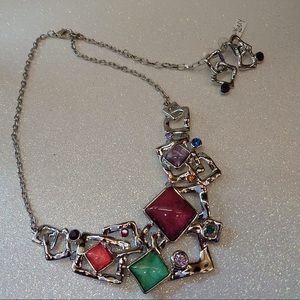 Glass stone necklace with earrings set 018